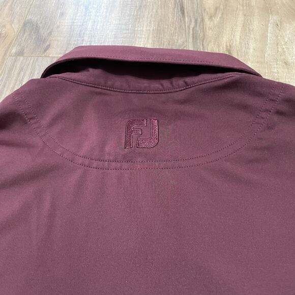 FootJoy FJ Golf Polo Shirt Mens XL Stretch Performance Solid Burgundy Active - Picture 11 of 11